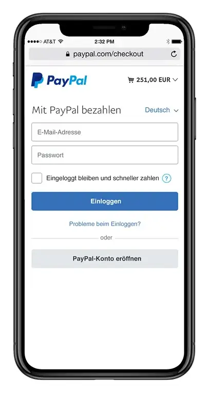 1. Wählen Sie PayPal als Zahlungsmittel.